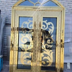 درب استیل طلایی کاوری دو لنگه