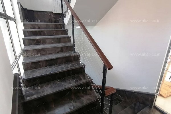 نرده کابلی ترکیبی با هندریل چوبی و کابل استیل یا گالوانیزه