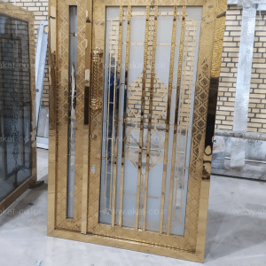 درب استیل طلایی یک نیم لنگه